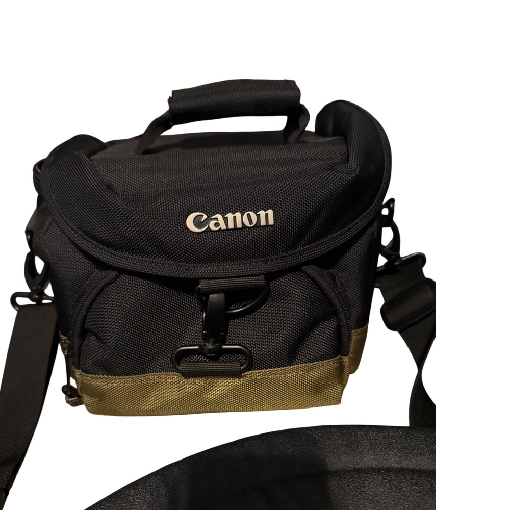 Canon Camera Bag Black Khaki Padded Shoulder Strap Carry Handle